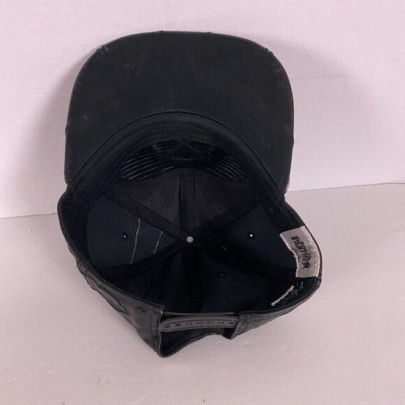 Marvel Black Panther Movie Faux Leather Snapback Hat Cap Metal Logo Heavyweight - Picture 6 of 8